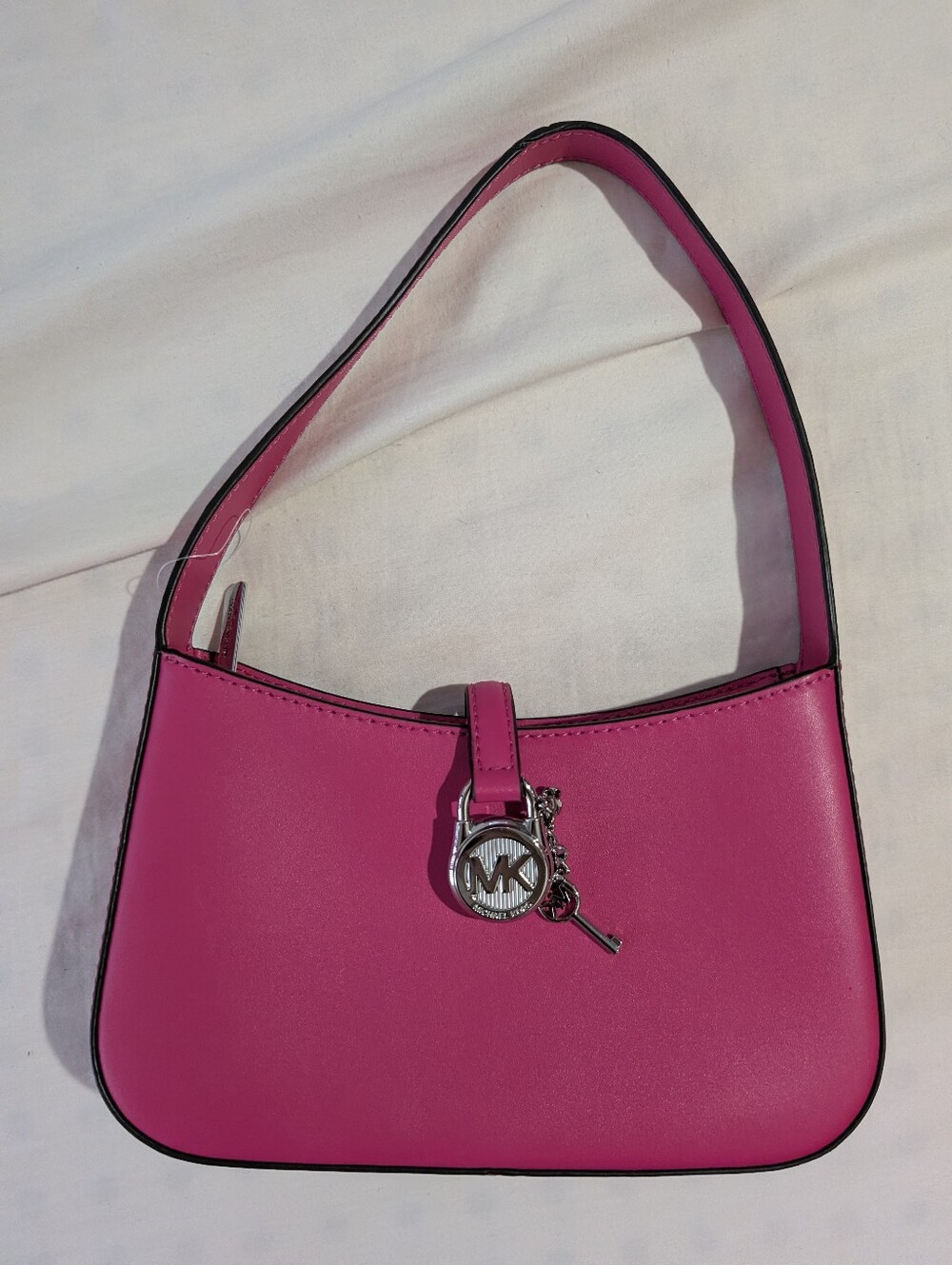 NWOT Michael Kors Lyra Small Leather Pochette Shoulder Bag - Dragonfruit Pink